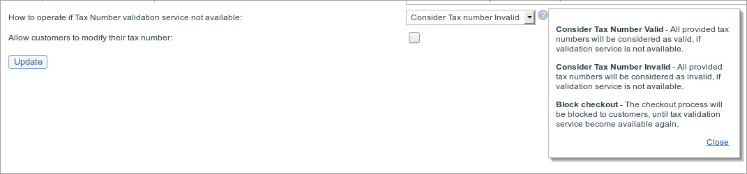 Tax number validation setting