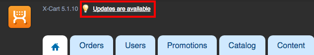 X-Cart: updates available message in admin area