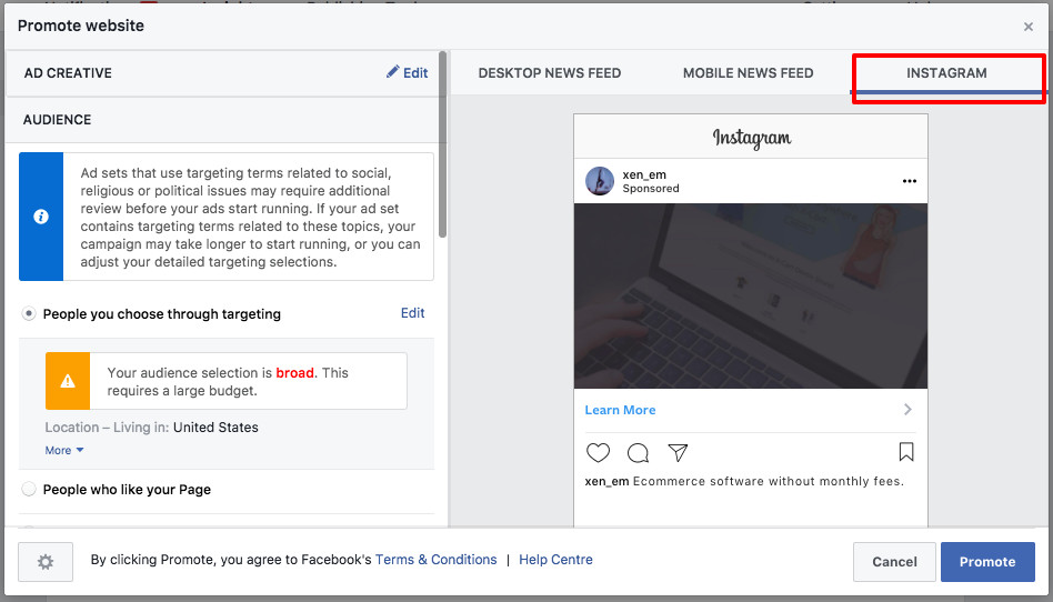 Choosing an Instagram campaign